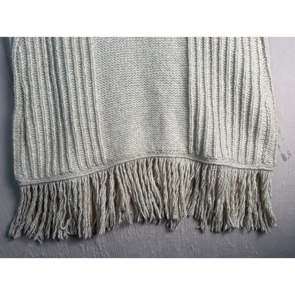 Chico's Knit Vest Women Size 3 XL Soft Cream Fringe Cable Ribbed Boho NWOT - Picture 8 of 8